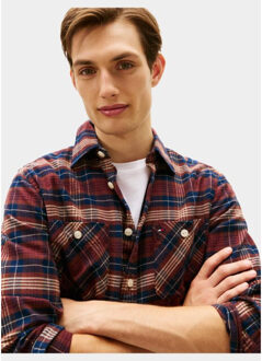 Tommy Hilfiger Casual hemd lange mouw flannel tartan pocket rf shir mw0mw40951/0qj Rood - XL