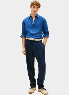 Tommy Hilfiger Casual hemd lange mouw pigment dyed li solid rf shir mw0mw41530/c3i Blauw - XL