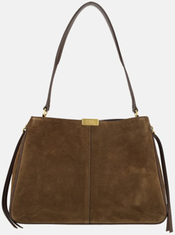 Tommy Hilfiger casual leather schoudertas suede legacy brown Bruin