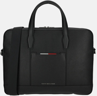 Tommy Hilfiger Central slim laptoptas 16 inch black Zwart