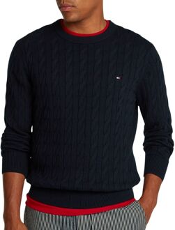 Tommy Hilfiger Classic Cotton Cable Crew Sweater Heren donkerblauw - M