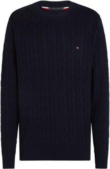 Tommy Hilfiger Classic Cotton Cable Crew Sweater Heren donkerblauw - XL