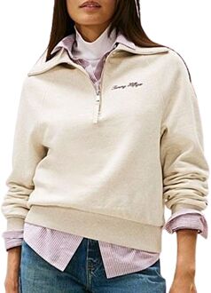 Tommy Hilfiger Classic Script Fleece Half Knit Sweater Dames - M