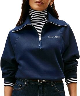 Tommy Hilfiger Classic Script Fleece Half Knit Sweater Dames - XL
