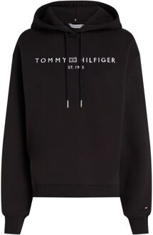 Tommy Hilfiger Comfort Gebreide Hoodie Tommy Hilfiger , Black , Dames - L,M,S,Xs