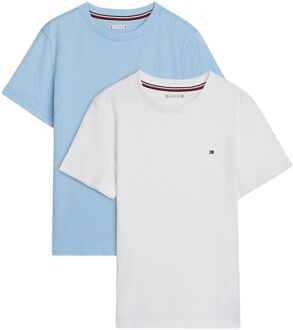 Tommy Hilfiger Cotton Crew Neck Shirts Junior (2-pack) blauw - wit - 104-110