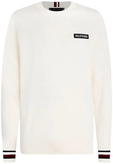 Tommy Hilfiger Crème Sweater met Monotype Logo Tommy Hilfiger , Beige , Heren - 2Xl,Xl,L,M,S