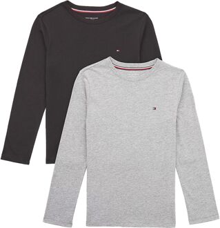 Tommy Hilfiger Crew Neck Longsleeve Shirt Junior (2-pack) grijs - zwart - 164-176