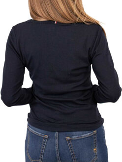 Tommy Hilfiger Dames boothals slim t-shirt met lange mouwen Blauw - XL