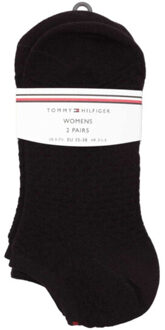 Tommy Hilfiger Dames effen enkelsokken met textuur (set van 2) - maat 35-38 Zwart