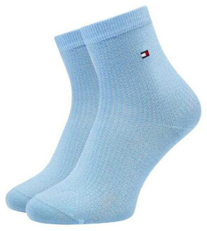 Tommy Hilfiger Dames effen enkelsokken van katoenmix (set van 2) - maat L / XL Blauw