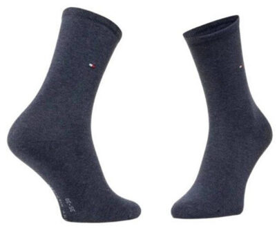 Tommy Hilfiger Dames effen gestreepte sokken (set van 2) - maat 39-42 Blauw