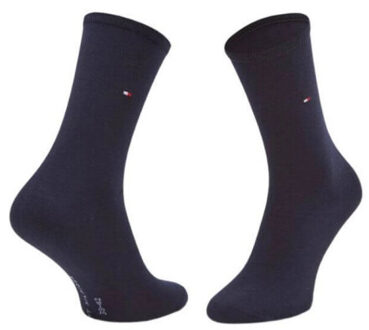 Tommy Hilfiger Dames effen gestreepte sokken (set van 2) - maat 39-42 Blauw