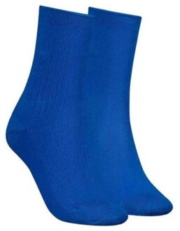 Tommy Hilfiger Dames effen katoen blend sokken (set van 2) - maat 35-38 Blauw