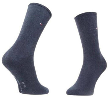 Tommy Hilfiger Dames effen sokken (set van 2) - maat 35-38 Blauw
