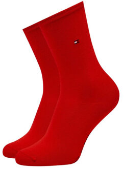 Tommy Hilfiger Dames effen sokken (set van 2) Rood - 35-38