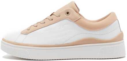 Tommy Hilfiger Dames Elevated Leather Cupsole Sneakers - Wit & Roze