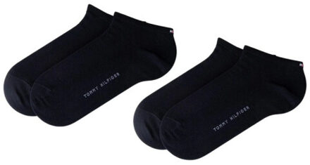 Tommy Hilfiger Dames enkel sokken met geborduurd logo (set van 2) Blauw - 35-38