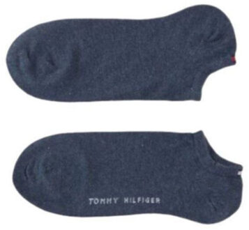 Tommy Hilfiger Dames enkel sokken met geborduurd logo (set van 2) - maat 35-38 Blauw