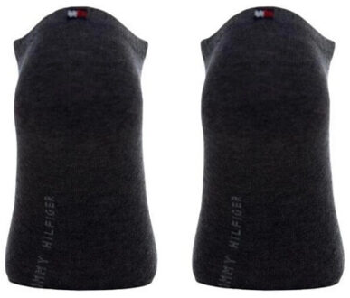 Tommy Hilfiger Dames enkel sokken met geborduurd logo (set van 2) - maat 35-38 Grijs