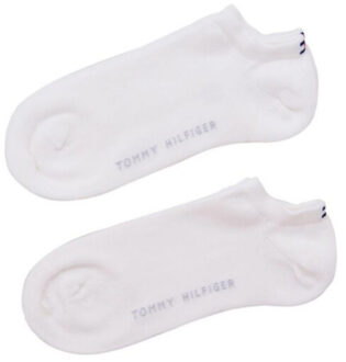 Tommy Hilfiger Dames enkel sokken met geborduurd logo (set van 2) - maat 39-42 Wit
