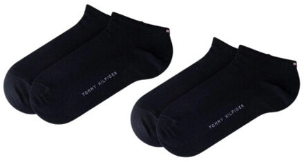Tommy Hilfiger Dames enkel sokken met geborduurd logo (set van 2) - maat 39-42 Zwart