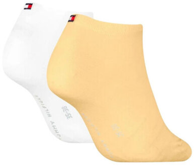 Tommy Hilfiger Dames enkel sokken met geborduurd logo (set van 2) Wit - 39-42