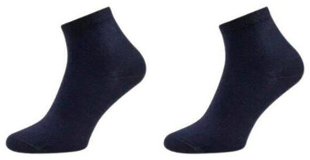 Tommy Hilfiger Dames geborduurde logo gladde enkelsokken (set van 3) Blauw - 35-38