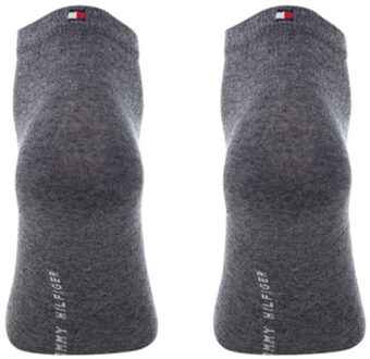 Tommy Hilfiger Dames geborduurde logo gladde enkelsokken (set van 3) Grijs - 35-38