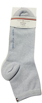 Tommy Hilfiger Dames geborduurde logo gladde enkelsokken (set van 3) Wit - 39-42