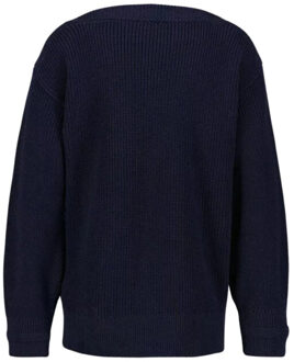 Tommy Hilfiger Dames geribbelde boothals sweater top Blauw - XS