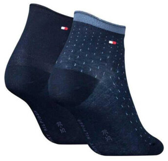 Tommy Hilfiger Dames gestippelde sokken (set van 2) - maat 39-42 Blauw