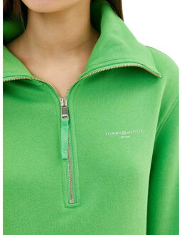 Tommy Hilfiger Dames half rits slim sweatshirt - maat XS Groen