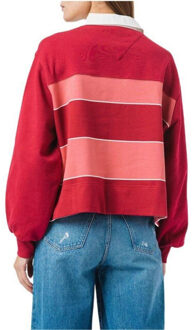 Tommy Hilfiger Dames rugby sweatshirt met wijde mouwen Rood