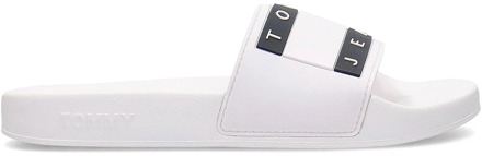Tommy Hilfiger dames slippers logo flag - white