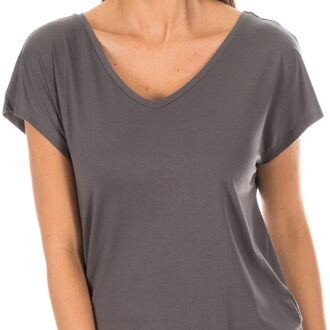 Tommy Hilfiger Dames-T-shirt met korte mouwen en V-hals 1487904682 Grijs