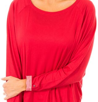 Tommy Hilfiger Dames-T-shirt met lange mouwen en ronde hals 1487903370 - maat S Rood