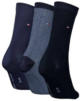 Tommy Hilfiger Dames zig zag sokken (set van 3) Blauw - 35-38