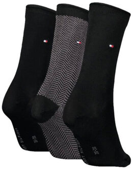 Tommy Hilfiger Dames zig zag sokken (set van 3) - maat 35-38 Grijs