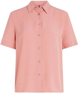 Tommy Hilfiger Damesoverhemd met korte mouwen Tommy Hilfiger , Pink , Dames - L,S,Xs
