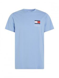 Tommy Hilfiger Dm0dm18263 flag tee c3s moderate blue t-shirt crew neck je Licht blauw - XL