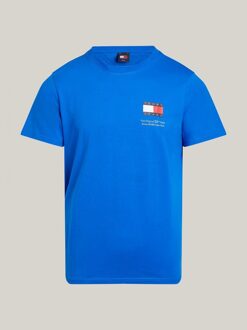 Tommy Hilfiger Dm0dm18263 flag tee c6p persian blue t-shirt crew neck je Blauw - XL