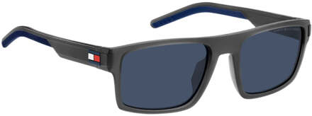Tommy Hilfiger donkerblauwe lens matgrijze zonnebril