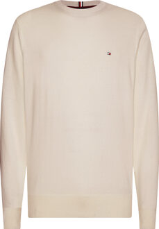 Tommy Hilfiger Ecru Ronde Hals Trui Tommy Hilfiger , Beige , Heren - 2Xl,Xl,L,M