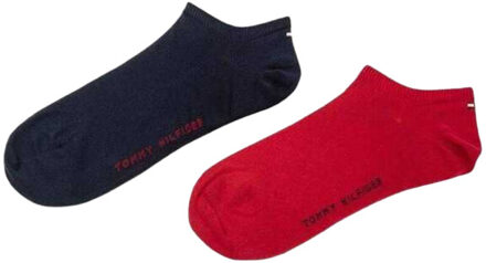 Tommy Hilfiger Effen enkelsokken heren (set van 2) - maat 43-47 Rood