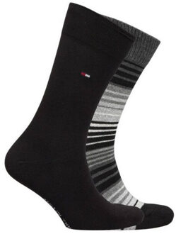 Tommy Hilfiger Effen gestreepte sokken heren (set van 2) Grijs - 39-42