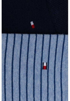 Tommy Hilfiger Effen gestreepte sokken heren (set van 2) - maat 39-42 Blauw