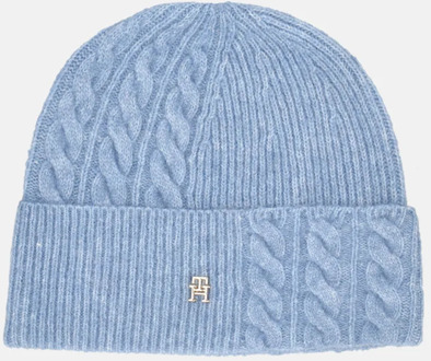 Tommy Hilfiger Elevated Chic Fluffy beanie muts brisk blue Blauw