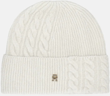 Tommy Hilfiger Elevated Chic Fluffy beanie muts grey whisper Grijs