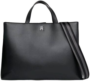 Tommy Hilfiger Essential SC Workbag handtas met laptopvak black Zwart